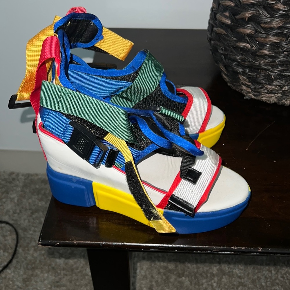 Multi colored platform sandals